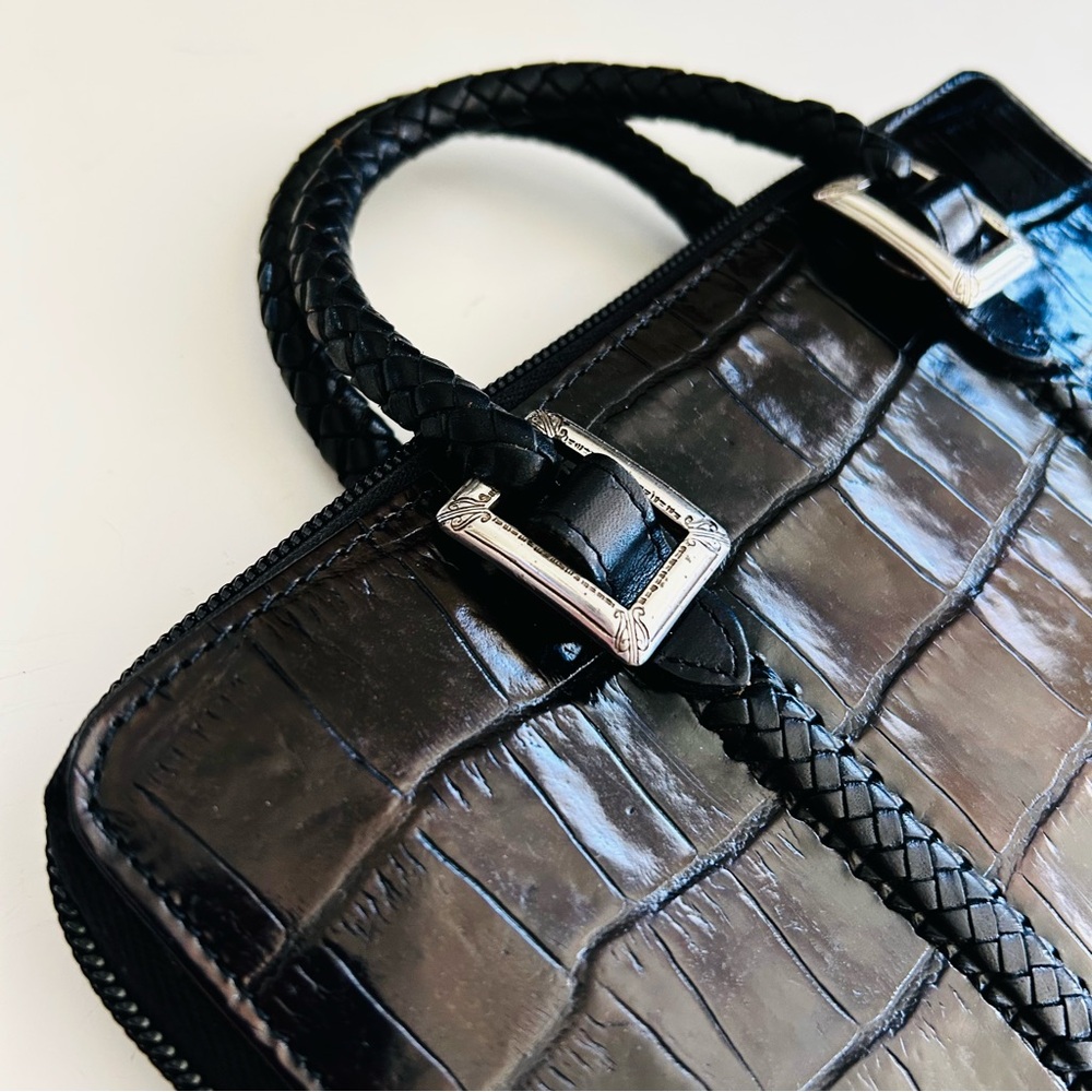 Brighton Black Crocodile Embossed Gladiola Women's Wallet EUC - Picture 3 of 9